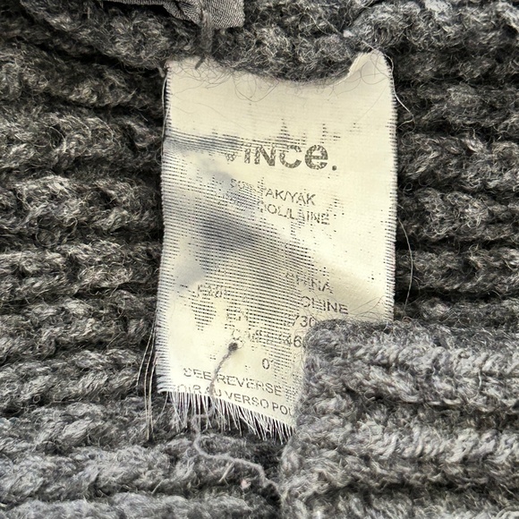 Vince Gray Wool Yak Textured Honeycomb Chunky Knit Open Cardigan - Picture 15 of 16